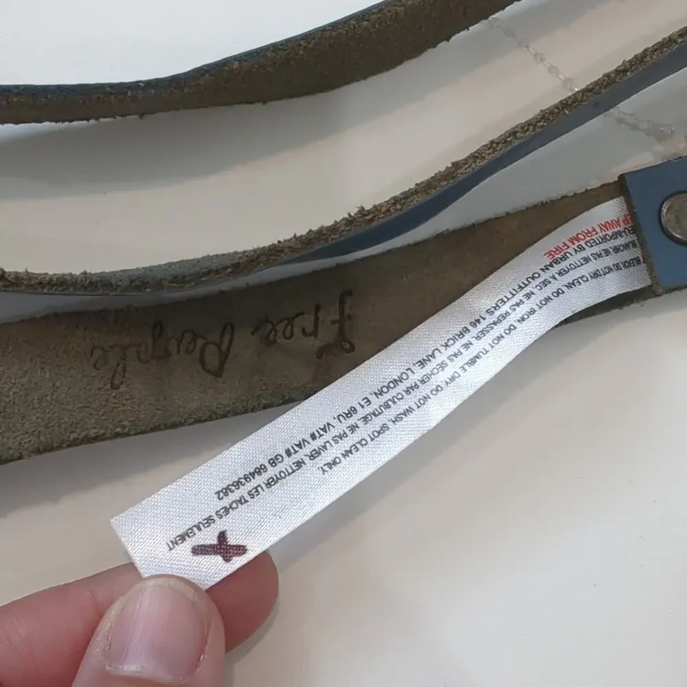 Free People Blue Leather Belt Adjustable OS XS-XL Western Cowgirl‎